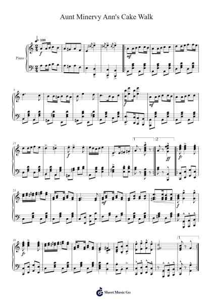 Aunt Minervy Ann's Cake Walk, 1900 Sheet Music by J. O. St. John-Arr.Maltzster Colcott