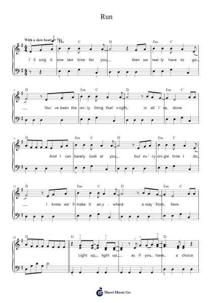 Run Sheet Music by Leona Lewis-Arr.Herkyle
