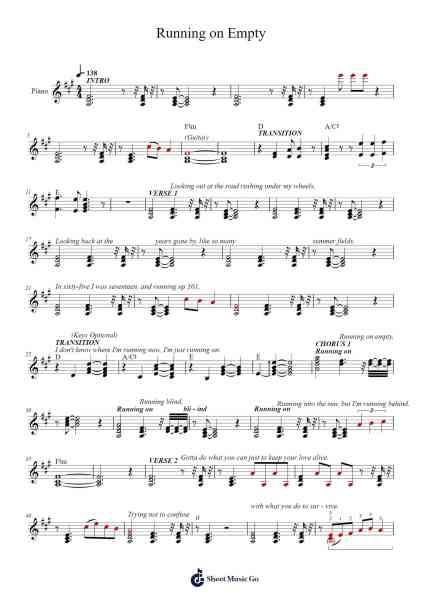 Running on Empty Sheet Music by Jackson Browne-Arr.Nagrid