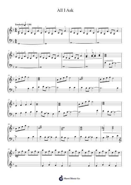 All I Ask Sheet Music by Adele-Arr.Brandwight Gillget