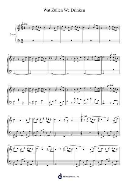 Wat Zullen We Drinken Sheet Music by undefined-Arr.Darcarr