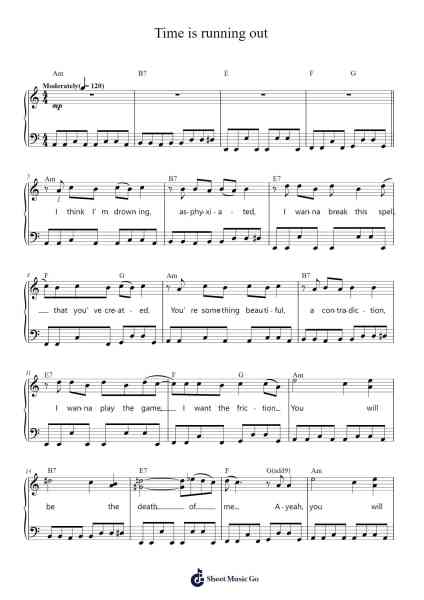 Time is running out Sheet Music by Muse-Arr.Jesine
