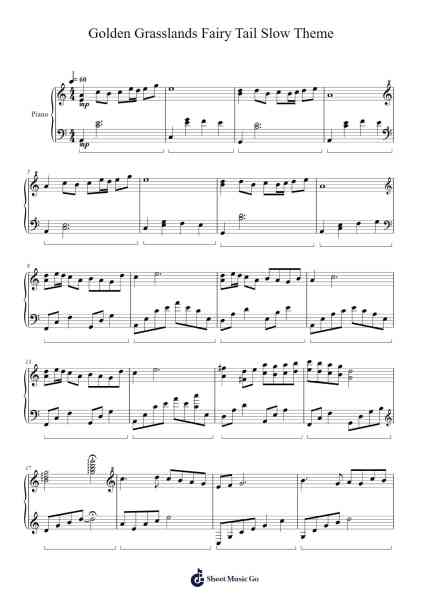 Golden Grasslands Fairy Tail Slow Theme Sheet Music by Finnegan Jarrell-Arr.Boycegold