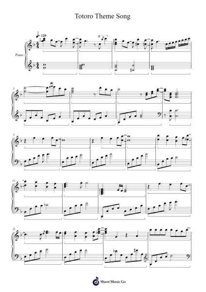 Totoro Theme Song Sheet Music by Joe Hisaishi-Arr.Kelniell Bircer