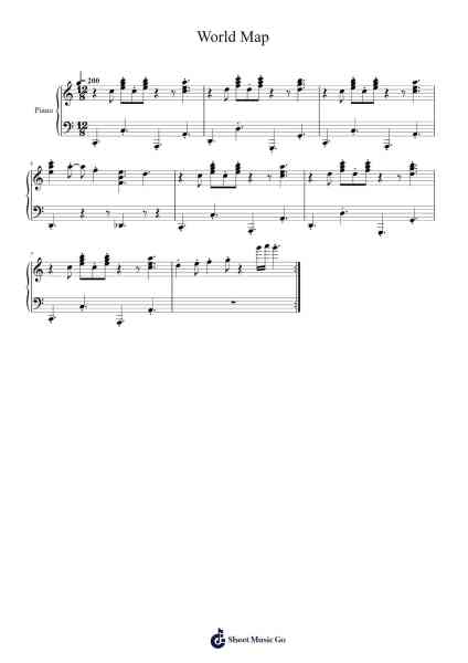 World Map Sheet Music by Joe Hisaishi-Arr.Annrhys