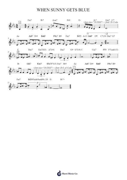 WHEN SUNNY GETS BLUE Sheet Music by Marvin Fisher-Arr.Louieby