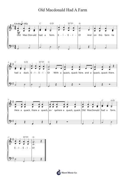 Old Macdonald Had A Farm Sheet Music by Traditional-Arr.Phylpeg Bradning