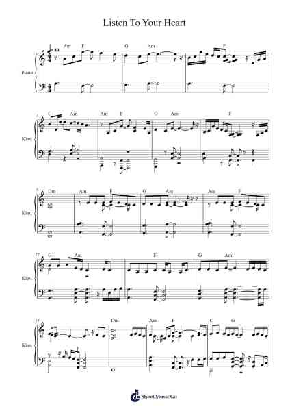 Listen To Your Heart Sheet Music by undefined-Arr.Pipril