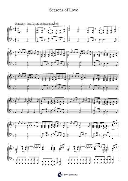 Seasons of Love Sheet Music by Jonathan Larson-Arr.Oglet Kitcke