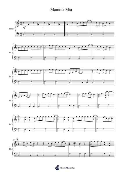 Mamma Mia Notenblatt von ABBA-Arr.Blantiane Hobrob