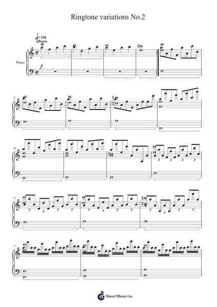 Ringtone variations No.2 Sheet Music by undefined-Arr.Wheatlin Ranpkins