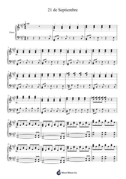 21 de Septiembre Sheet Music by Cuarteto de Nos-Arr.Yalegus
