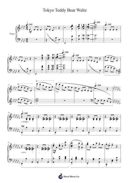 Tokyo Teddy Bear Waltz Sheet Music by Meroe-Arr.Stowemon