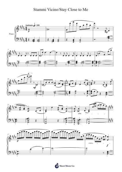 Stammi Vicino/Stay Close to Me Sheet Music by undefined-Arr.Groral