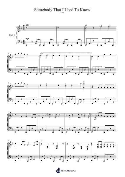 Somebody That I Used To Know Sheet Music by K-Arr.Restan