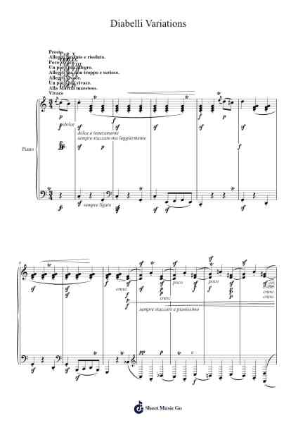 Diabelli Variations Sheet Music by Ludwig van Beethoven-Arr.Yeaten