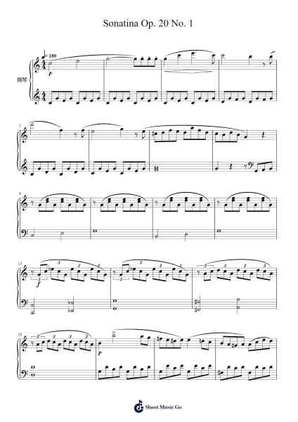 Sonatina Op. 20 No. 1 Sheet Music by F. Kuhlaur-Arr.Wescan