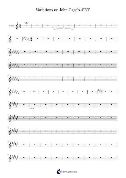 Variations on John Cage's 4"33' Sheet Music by John Cage-Arr.Ligreen