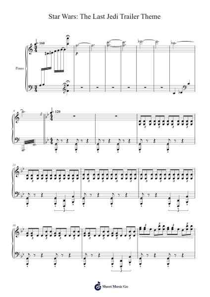 Star Wars: The Last Jedi Trailer Theme Sheet Music by undefined-Arr.Regfer