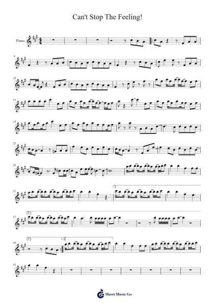 Can't Stop The Feeling! Notenblatt von Maxquad-Arr.Vogtdrea Crichsey