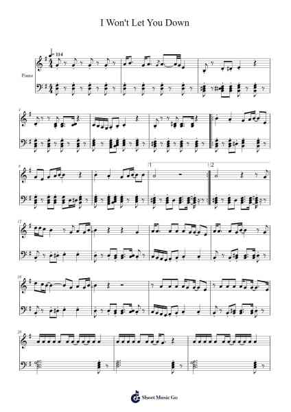 I Won't Let You Down Sheet Music by OK Go-Arr.Shawloyd