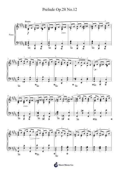 Prelude in C Minor, Op. 28, No. 12 Sheet Music by Frédéric Chopin-Arr.O'Conbrooke
