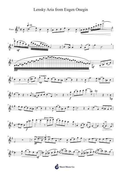 Lensky's Aria from Eugene Onegin Sheet Music by Pyotr Ilyich Tchaikovsky-Arr.Otscott Viro'neil
