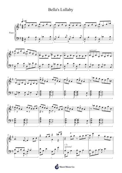 Bella's Lullaby Sheet Music by Carter Burwell-Arr.Willmand Dundre