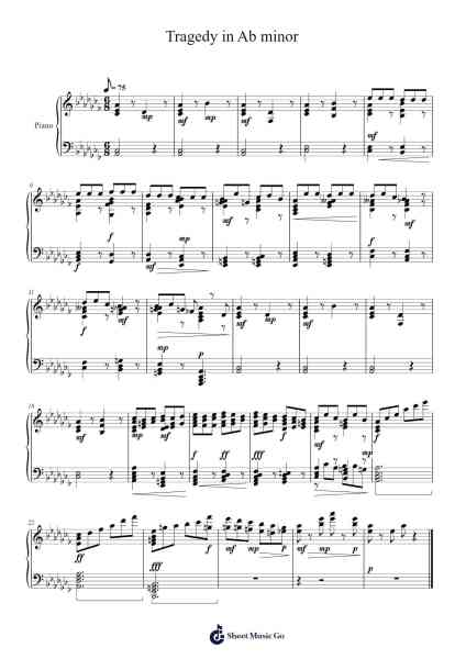 Tragedy in Ab minor Sheet Music by Markthur-Arr.Junegia Wato