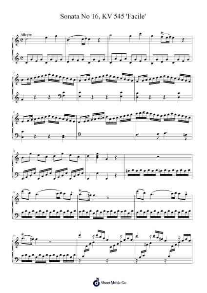 Sonata No. 16 in C Major, KV 545 "Facile" Sheet Music by Wolfgang Amadeus Mozart-Arr.Hartclife Joudrea