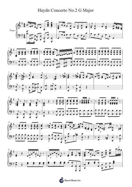 Haydn Concerto No.2 G Major Sheet Music by Joseph Haydn-Arr.Sainsram