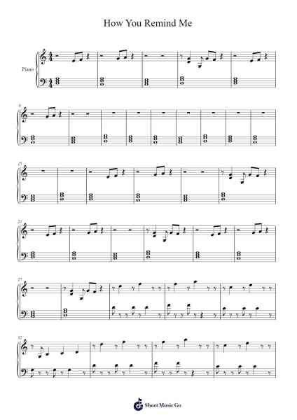 How You Remind Me Sheet Music by Nickelback-Arr.Sibylmos Fordridge