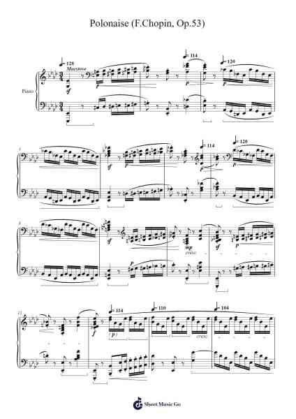 Polonaise in A-flat Major, Op. 53 "Heroic" Sheet Music by Frédéric Chopin-Arr.Bairddict Sasback