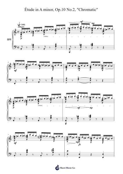 Étude in A minor, Op. 10 No. 2 "Chromatic" Sheet Music by Frédéric Chopin-Arr.Egbeau