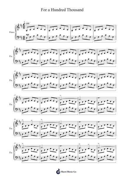 For a Hundred Thousand Sheet Music by Marcus Veltri/Daniel Major-Arr.Joejosh Demptout