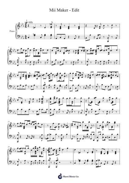 Mii Maker - Edit (GamePad) - Wii U System Music Sheet Music by undefined-Arr.Bloorgrace Springa