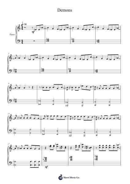 Demons Notenblatt von Imagine Dragons-Arr.Mollries