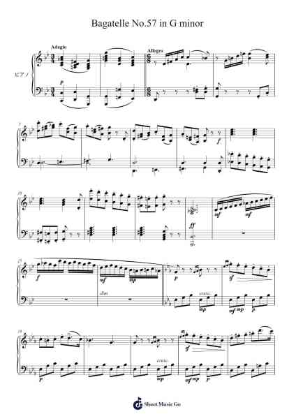 Bagatelle No.57 in G minor Sheet Music by undefined-Arr.Yvettepe