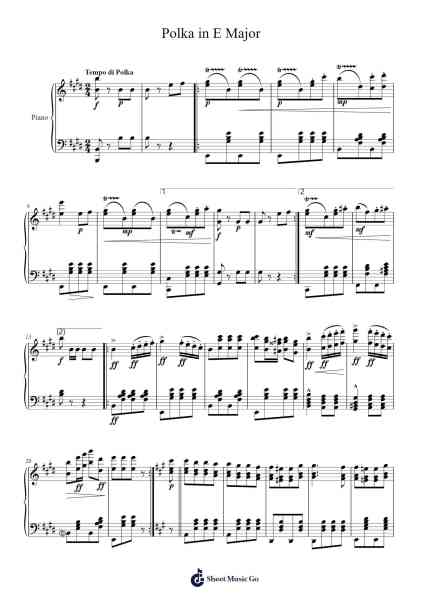 Polka in E Major Sheet Music by Antonín Dvořák-Arr.Drewyes Deirty
