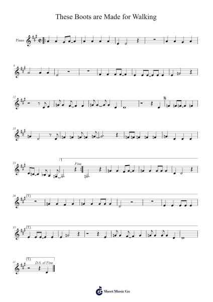 These Boots are Made for Walking Sheet Music by Nancy Sinatra-Arr.Tifliz