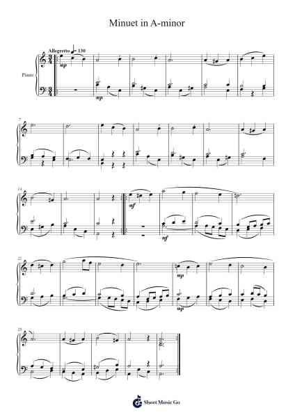 Minuet in A-minor Sheet Music by undefined-Arr.Manbeard Lylaine