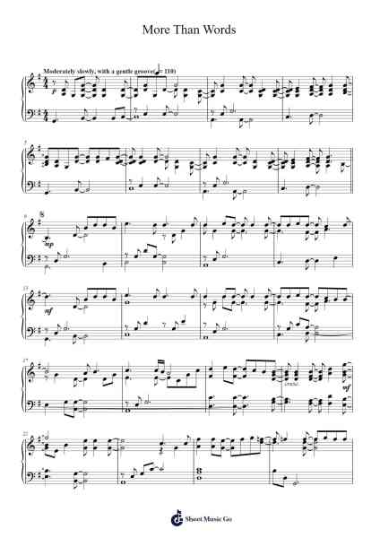 More Than Words Sheet Music by Extreme-Arr.Elfaithe