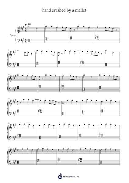 hand crushed by a mallet Sheet Music by 100gecs-Arr.Bobright