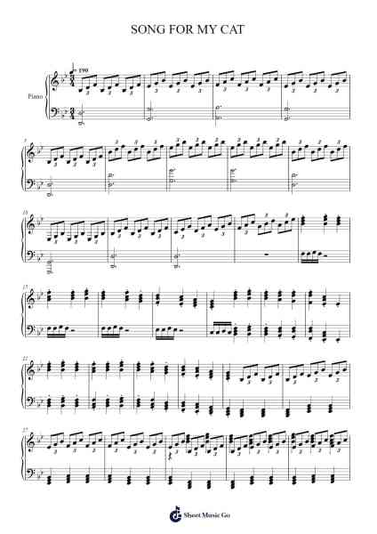 SONG FOR MY CAT Sheet Music by Joshua Sommer-Arr.Duttcash Cornie
