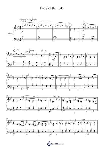 Lady of the Lake (1915) Sheet Music by George L. Cobb-Arr.Georpir Manback