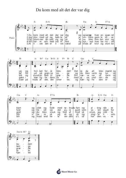 Du kom med alt det der var dig Sheet Music by Popnis Drewtience-Arr.Ausyale Dobtra