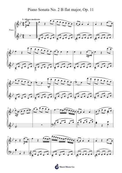 Piano Sonata No. 2 B flat major, Op. 11 Sheet Music by Yorkver-Arr.Rusden