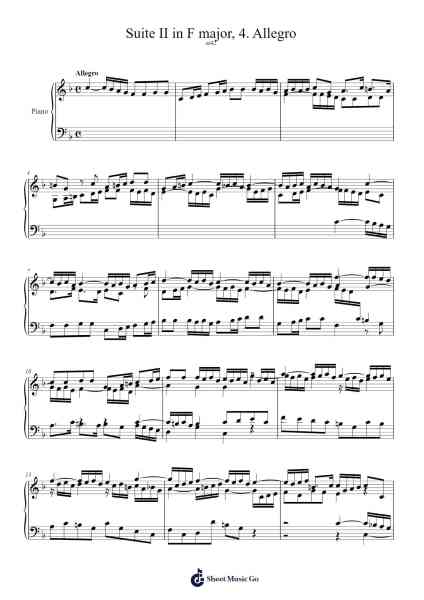 Suite II in F Major, HWV 427: IV. Allegro Sheet Music by George Frideric Handel-Arr.Ivescan Nelral
