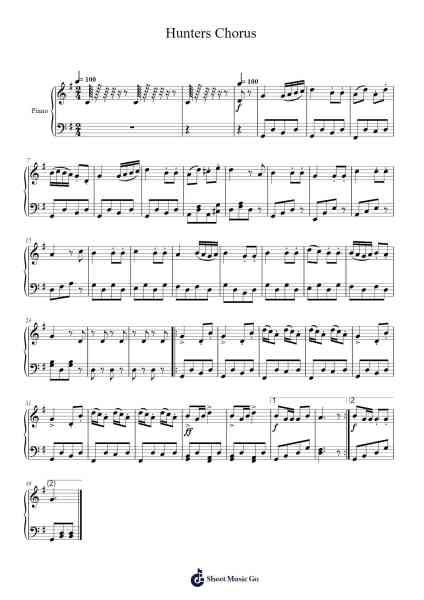 Hunters Chorus Sheet Music by Carl Maria von Weber-Arr.Jesries