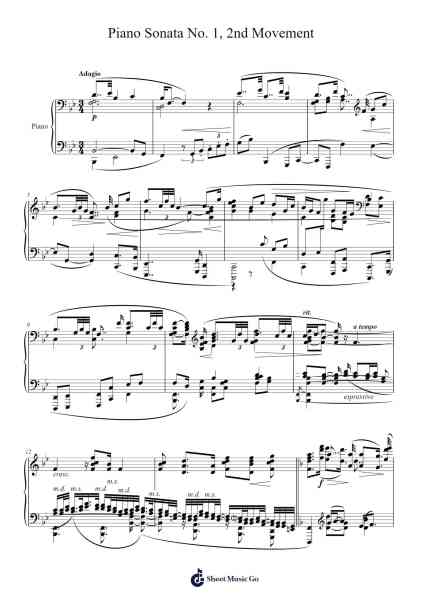 Piano Sonata No. 1 in G Minor, 2nd Movement Sheet Music by Aleksey Stanchinsky-Arr.Consdrow